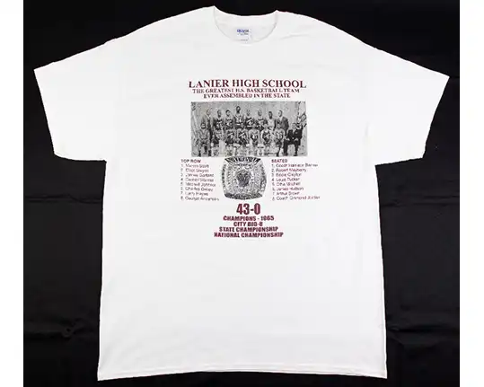 2022.28.1 – T-shirt Commemorating the Mississippi Sports Hall of Fame Induction of the 1965 Lanier High School Basketball Team